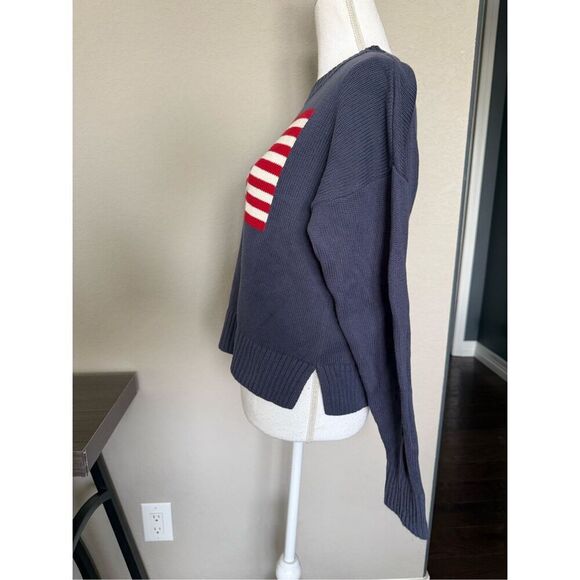 NEW Old Navy Cotton American Flag Knitted Sweater navy Blue Small - Picture 6 of 8